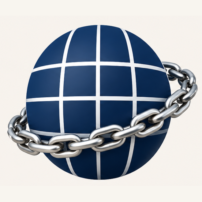 GlobaLink Services globe with silver chainlinks